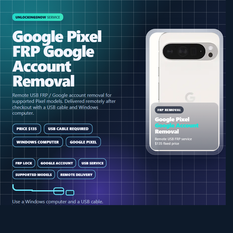 Google Pixel FRP Google Account Removal banner
